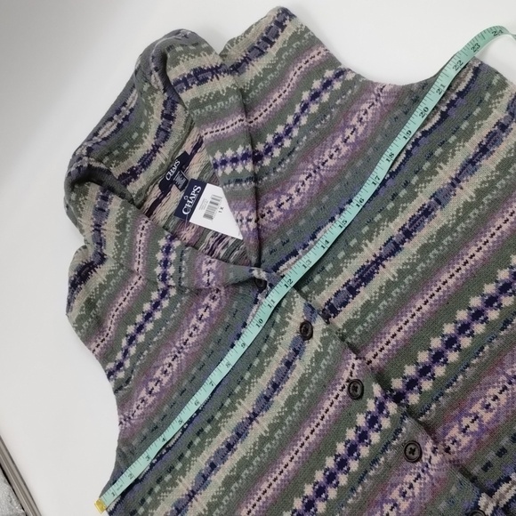 Chaps Sweater Vest button down Purple Green Size 1X vintage look Chaps - Picture 7 of 9
